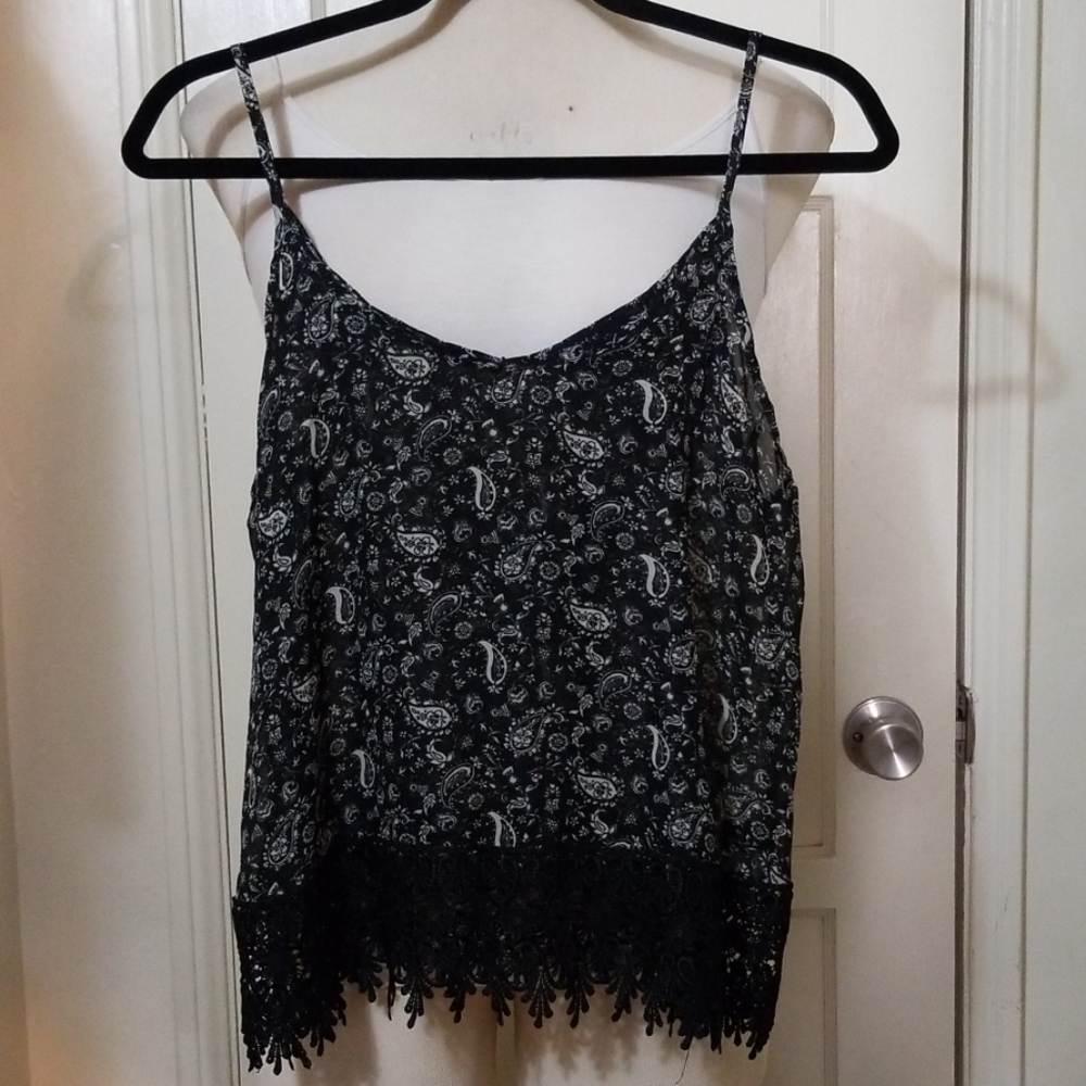 IRIS LA black white paisley camisole tank top - Picture 1 of 7